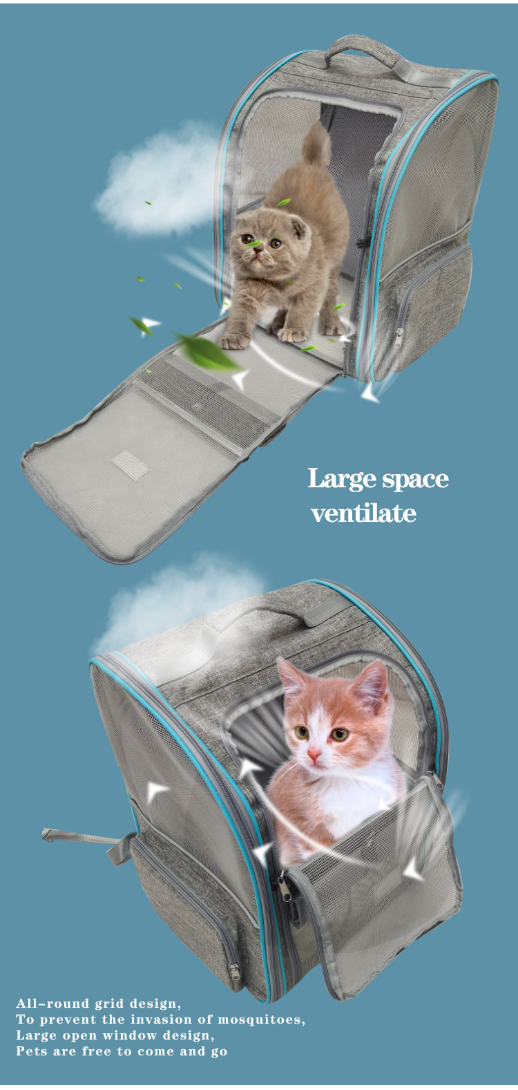 Custom Luxury Carrying Clear Collapsible Expandable Airline Approved Cat Dog Bag Backpack Cages Pet (图4)