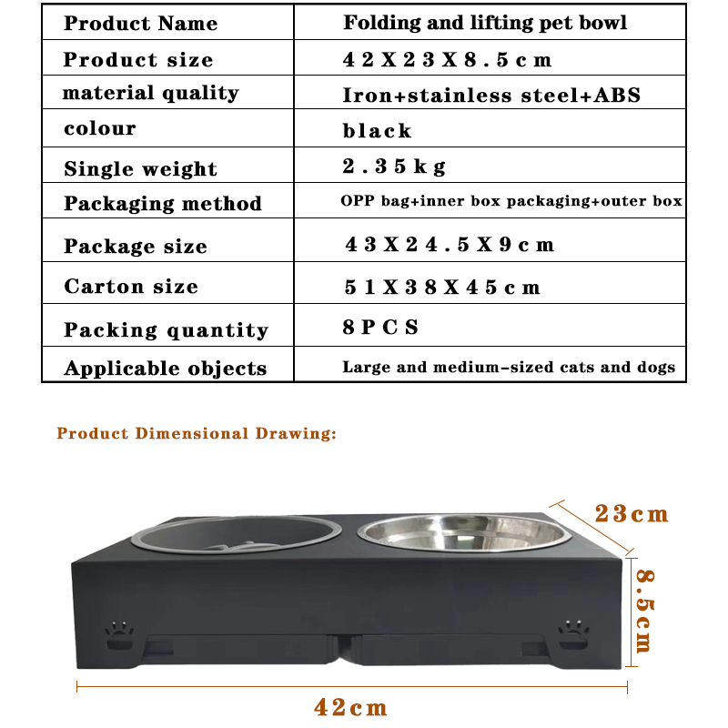Stainless Steel Elevated Double Dog Bowl Table Adjustable Height Insulated Non Slip Raised Food Wate(图7)