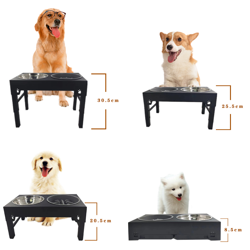 Stainless Steel Elevated Double Dog Bowl Table Adjustable Height Insulated Non Slip Raised Food Wate(图1)