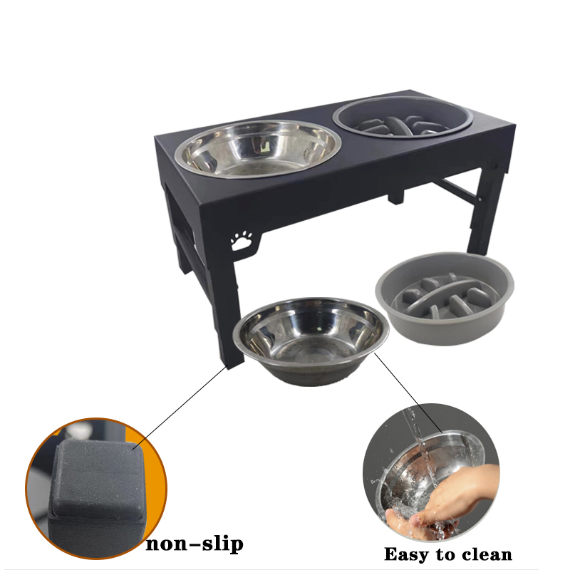 Stainless Steel Elevated Double Dog Bowl Table Adjustable Height Insulated Non Slip Raised Food Wate(图6)