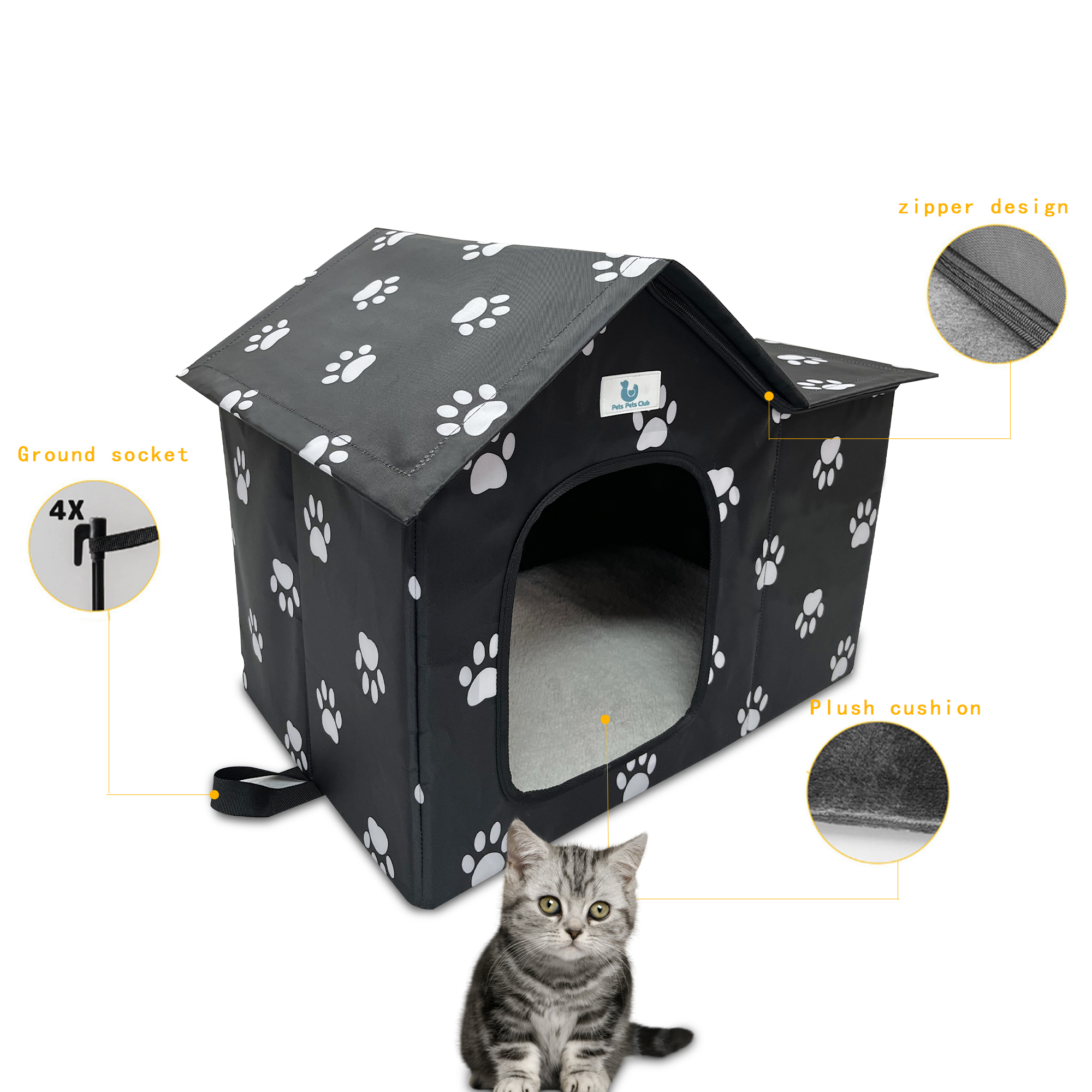 Wholesale Pet House Indoor Outdoor Cat House, Weatherproof Outside Cat Shelter for Feral Cats(图3)