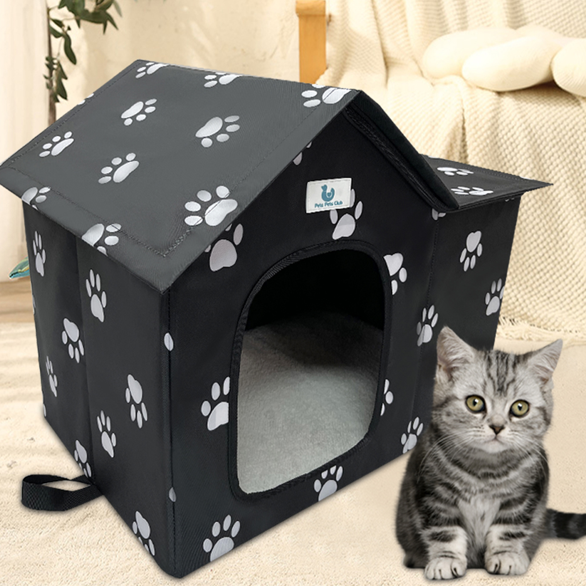 Wholesale Pet House Indoor Outdoor Cat House, Weatherproof Outside Cat Shelter for Feral Cats(图7)