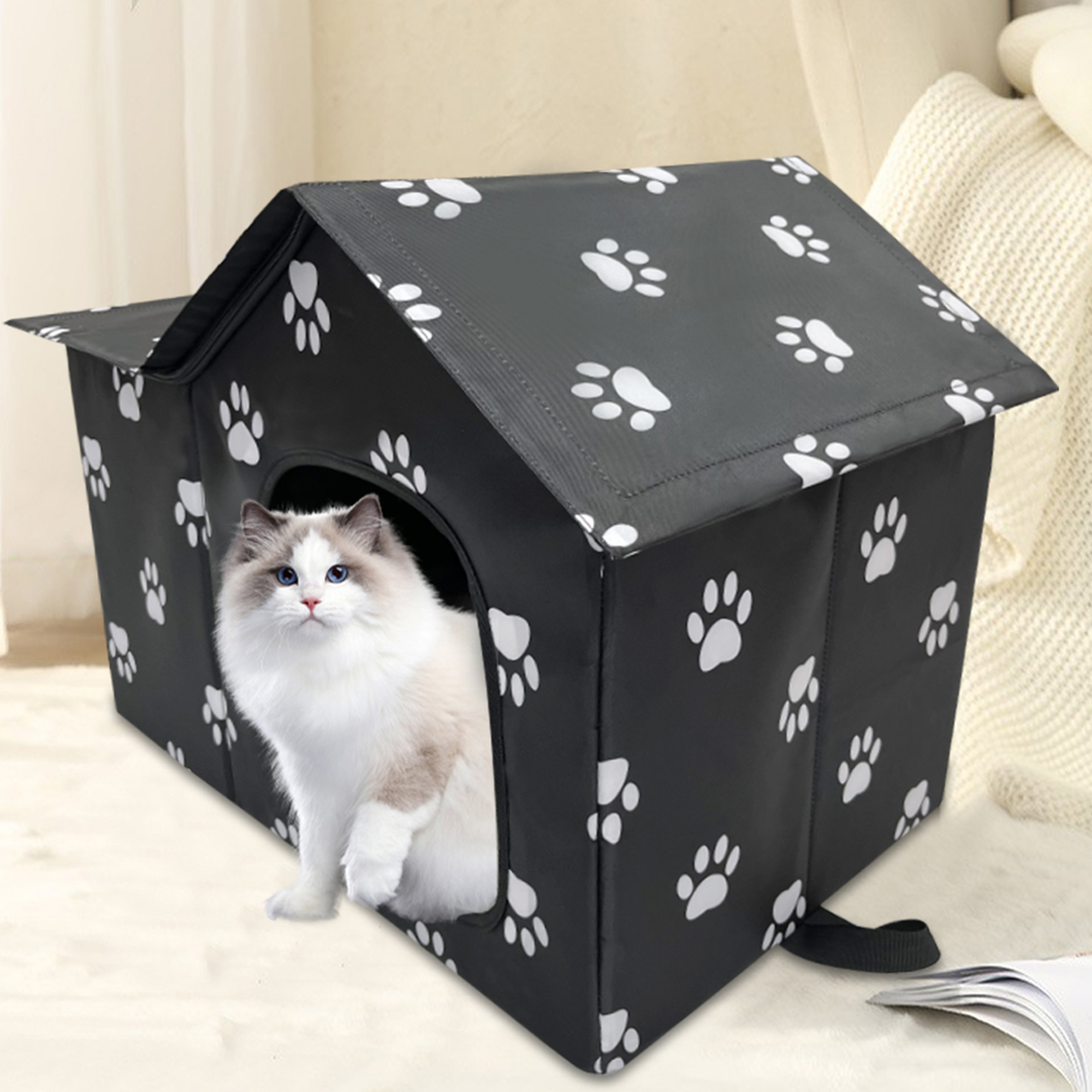 Wholesale Pet House Indoor Outdoor Cat House, Weatherproof Outside Cat Shelter for Feral Cats(图8)