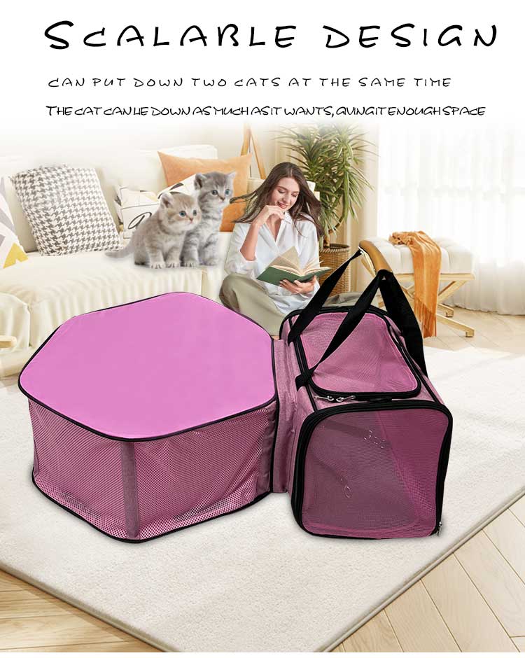 Foldable Front Expansion Pet Bag Oxford Zipper Closure Travel Bag for Dogs and Cats(图1)