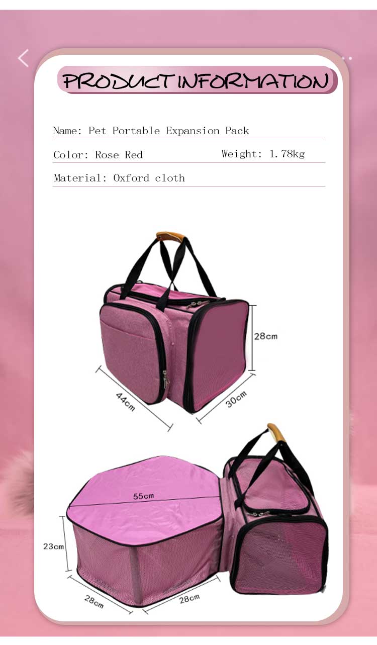 Foldable Front Expansion Pet Bag Oxford Zipper Closure Travel Bag for Dogs and Cats(图3)