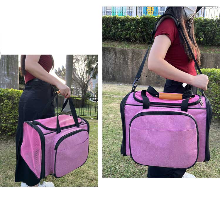 Foldable Front Expansion Pet Bag Oxford Zipper Closure Travel Bag for Dogs and Cats(图7)
