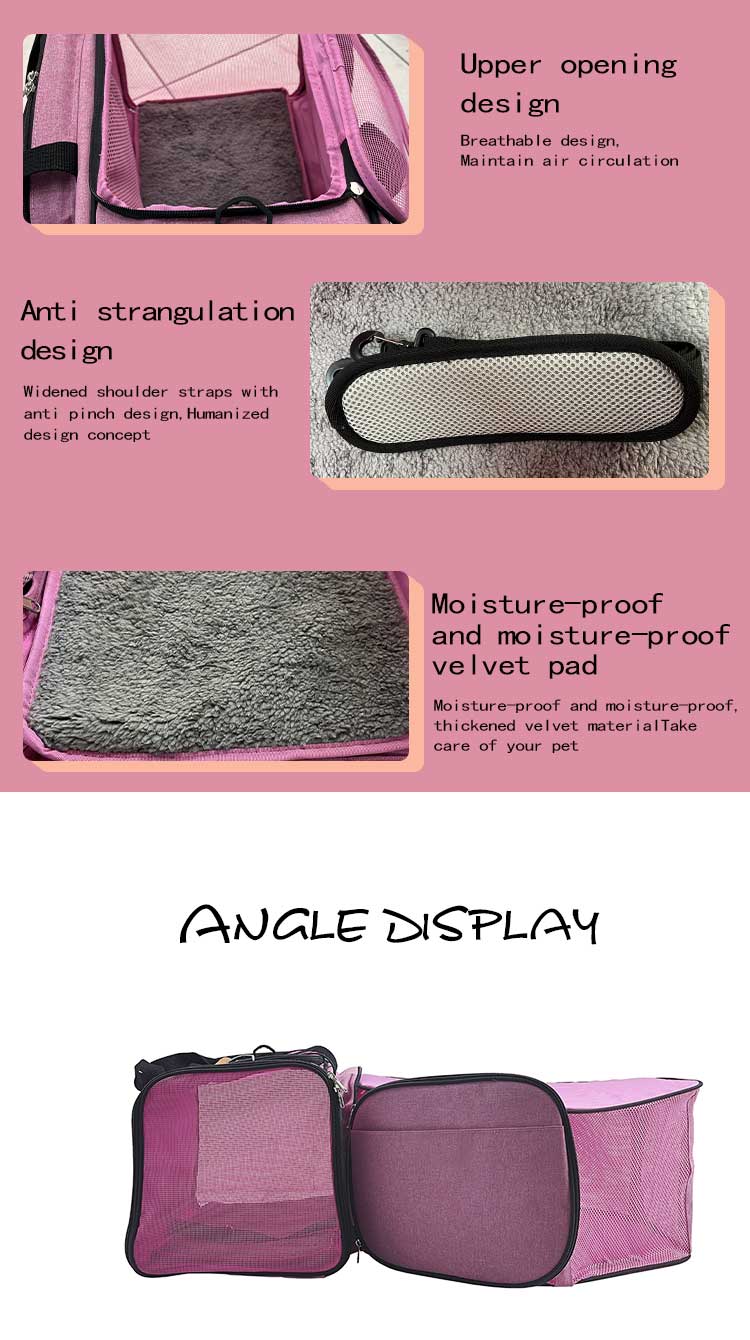 Foldable Front Expansion Pet Bag Oxford Zipper Closure Travel Bag for Dogs and Cats(图9)