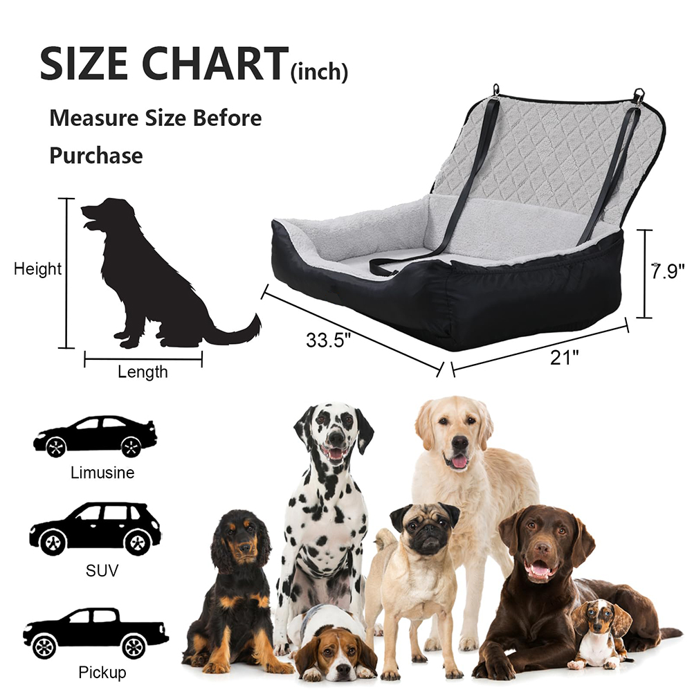 Dog Car Booster Seat Pet Car Seat Travel Safety Fully Detachable Washable for Back Seat, Portable Do(图2)