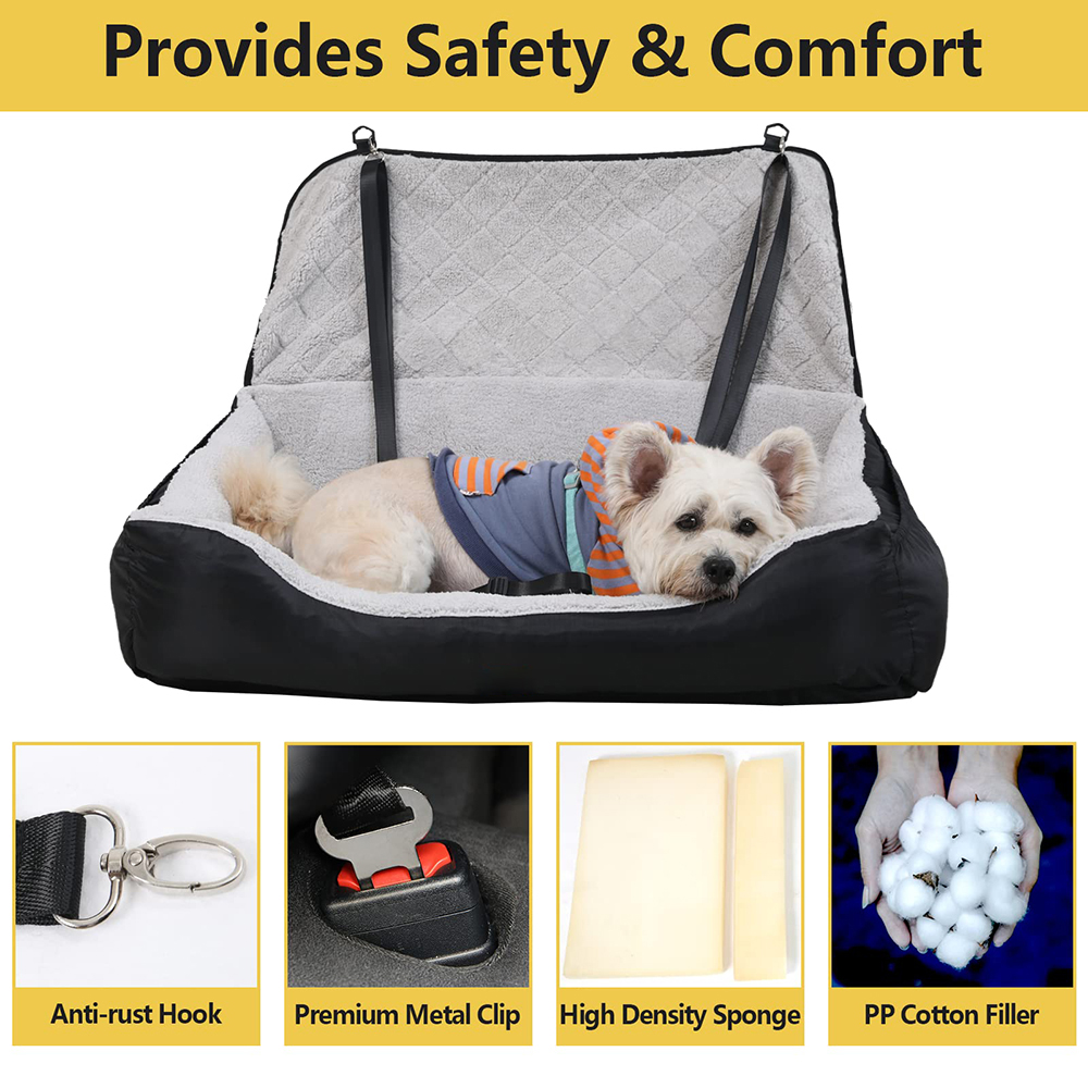Dog Car Booster Seat Pet Car Seat Travel Safety Fully Detachable Washable for Back Seat, Portable Do(图3)