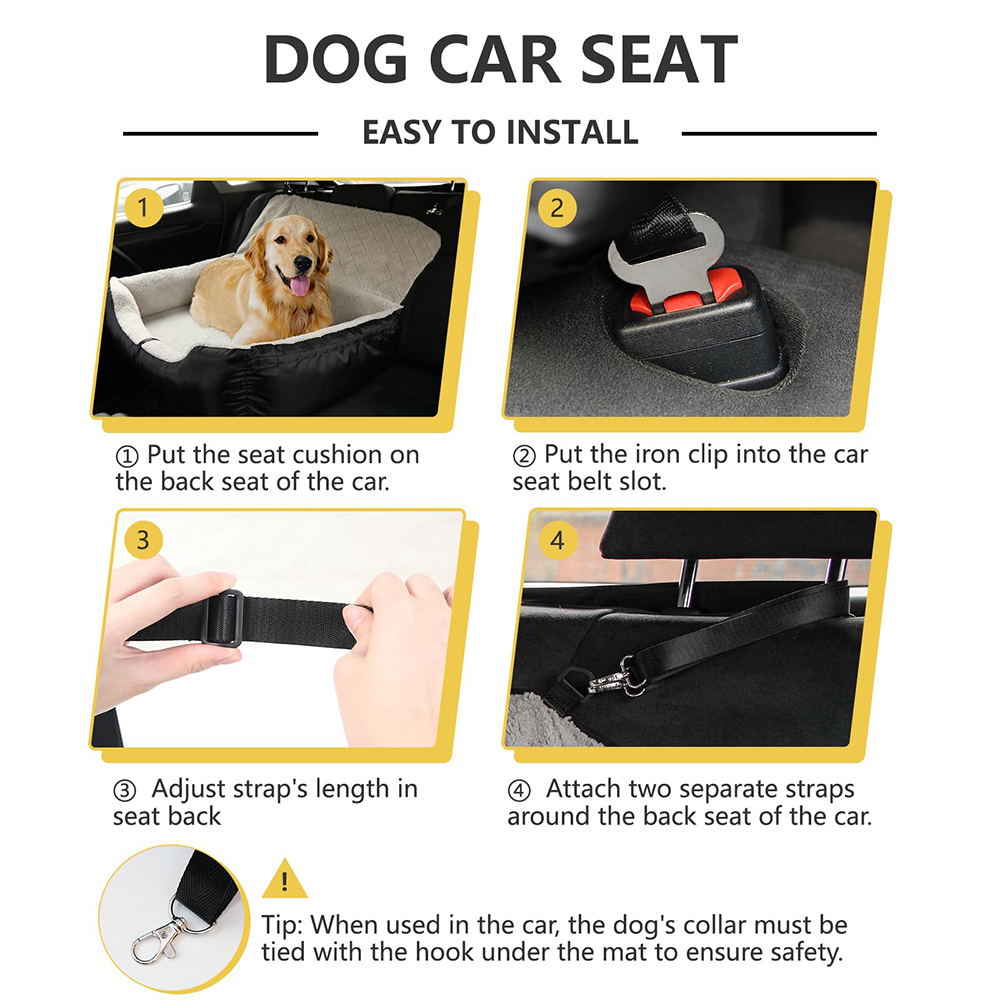 Dog Car Booster Seat Pet Car Seat Travel Safety Fully Detachable Washable for Back Seat, Portable Do(图4)