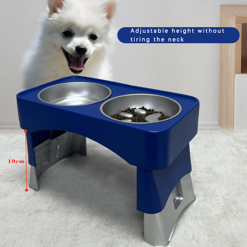 Fashion Pet Bowls Feeders Elevated Two Feeder Adjustable Height Pet Dog Double Bowls Slow Food Water(图3)