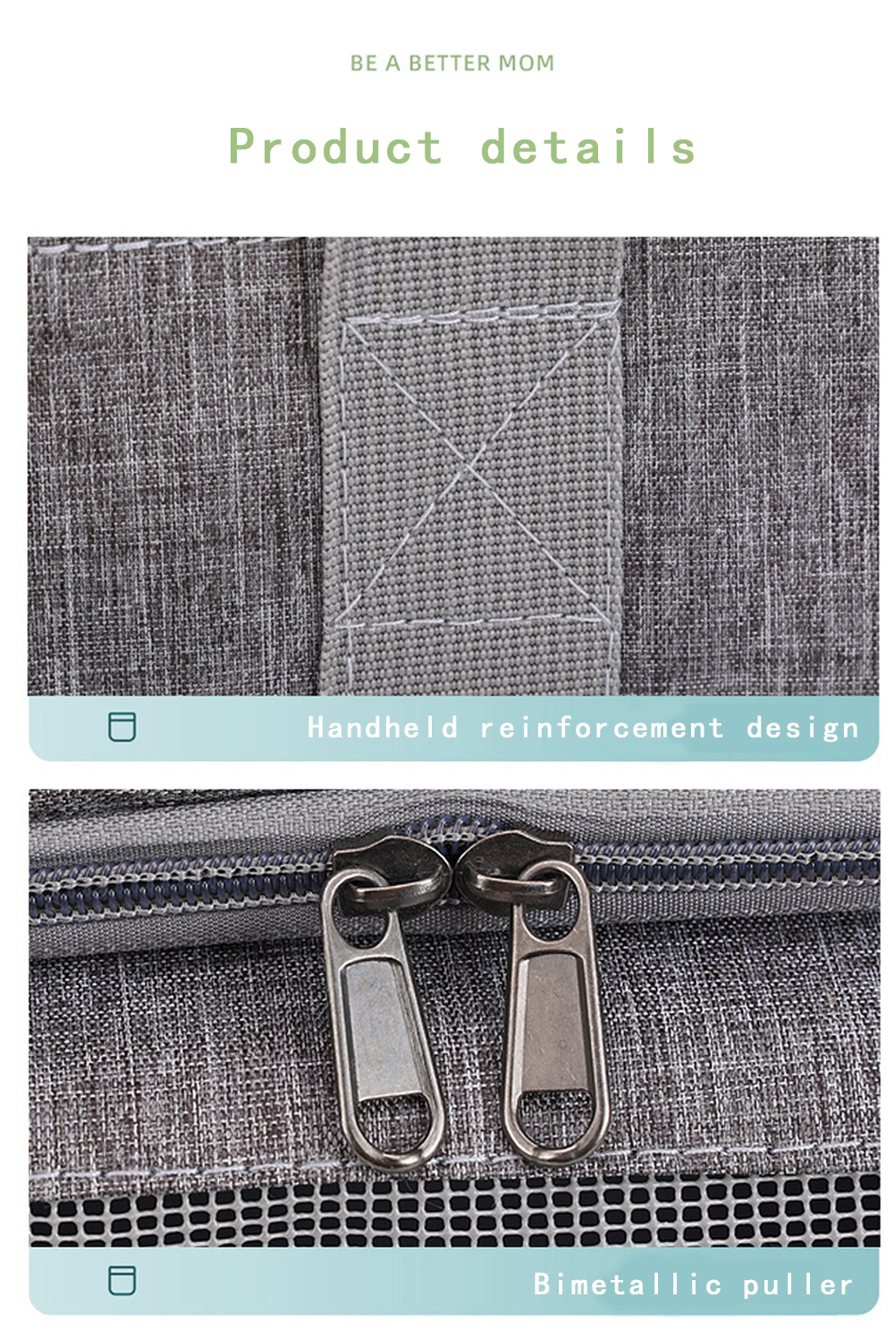 Fashionable Grey Foldable Pet Carrier Bag Portable Soft Cat Travel Dog Bag with Zipper Closure(图7)