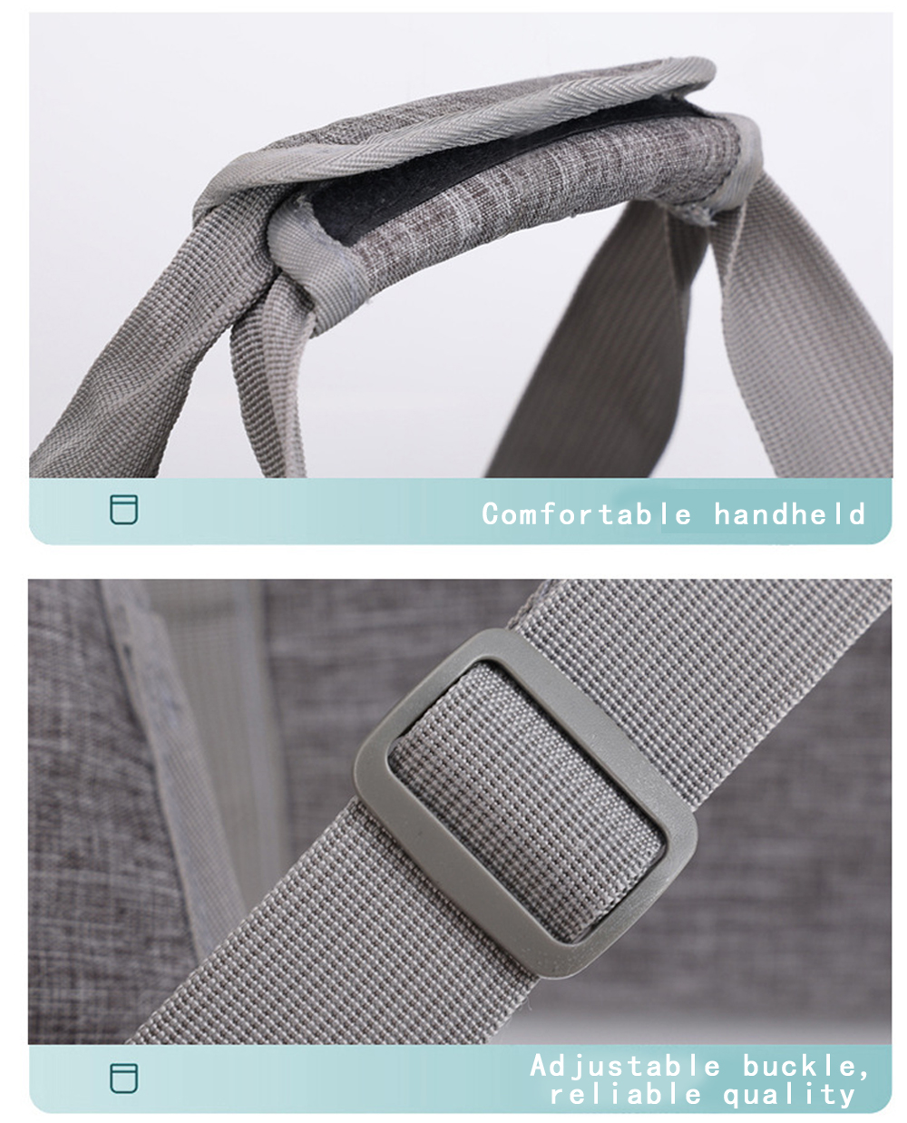 Fashionable Grey Foldable Pet Carrier Bag Portable Soft Cat Travel Dog Bag with Zipper Closure(图8)