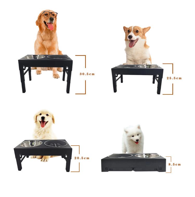 升降调节宠物碗慢食碗大型犬不锈钢碗狗盆架喂食器折叠碗狗盆食具(图8)