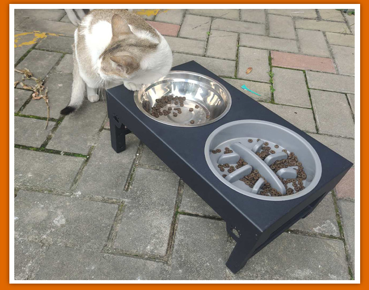 升降调节宠物碗慢食碗大型犬不锈钢碗狗盆架喂食器折叠碗狗盆食具(图14)