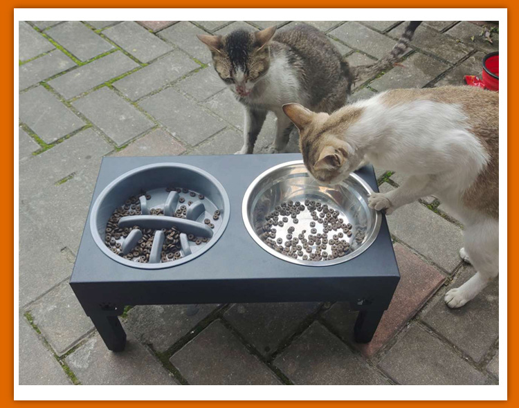 升降调节宠物碗慢食碗大型犬不锈钢碗狗盆架喂食器折叠碗狗盆食具(图12)