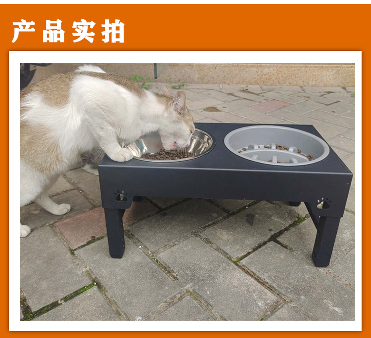 升降调节宠物碗慢食碗大型犬不锈钢碗狗盆架喂食器折叠碗狗盆食具(图11)