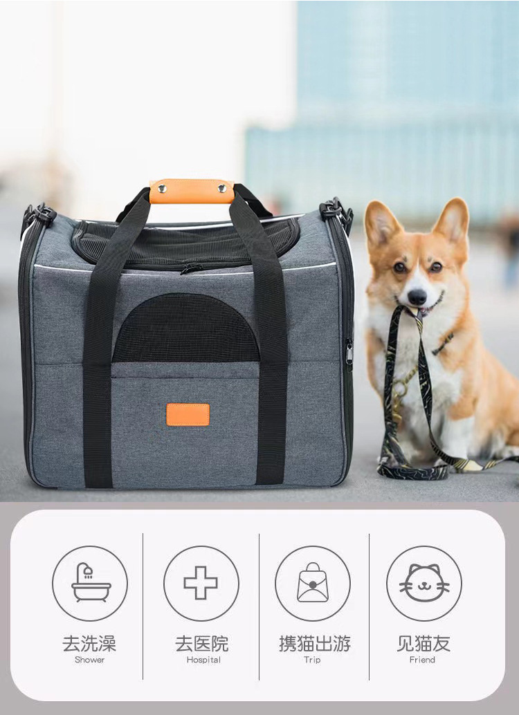 MJ热卖亚马逊爆款猫包 便携可折叠宠物外出包 透气单肩狗狗携挎包(图3)