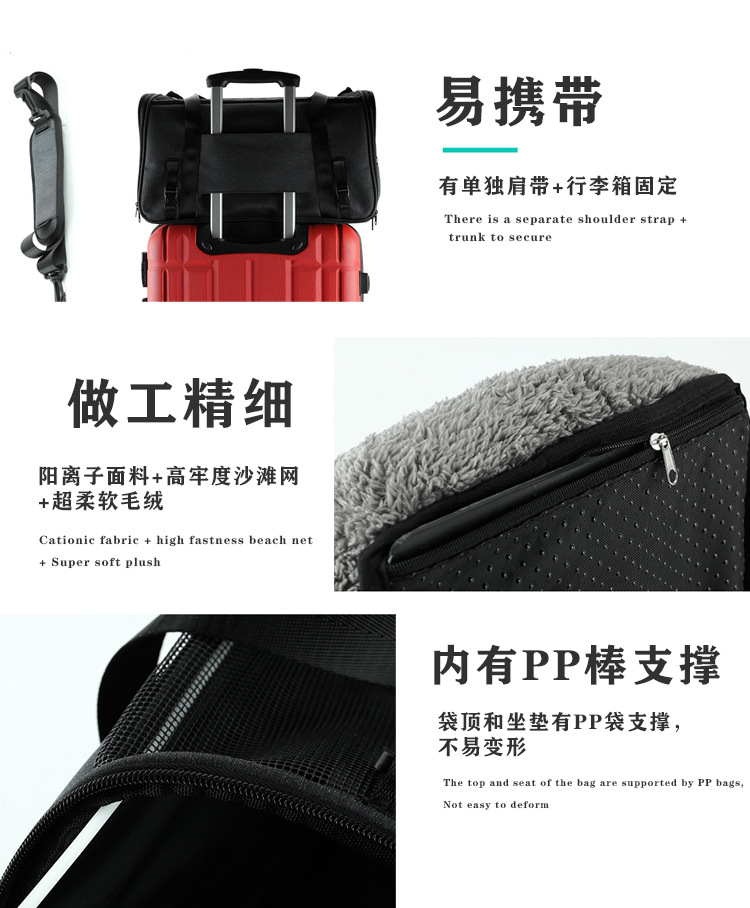 新款宠物包便携式猫包狗狗外出包斜挎宠物袋亚马逊透气宠物车载包(图8)