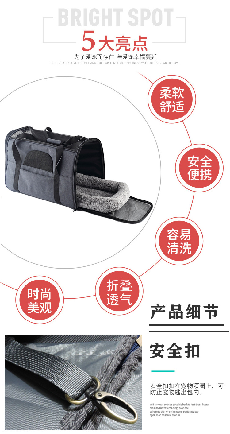 新款宠物包便携式猫包狗狗外出包斜挎宠物袋亚马逊透气宠物车载包(图6)