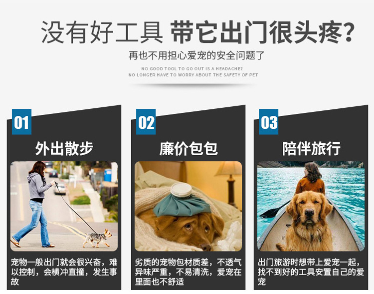 新款宠物包便携式猫包狗狗外出包斜挎宠物袋亚马逊透气宠物车载包(图4)