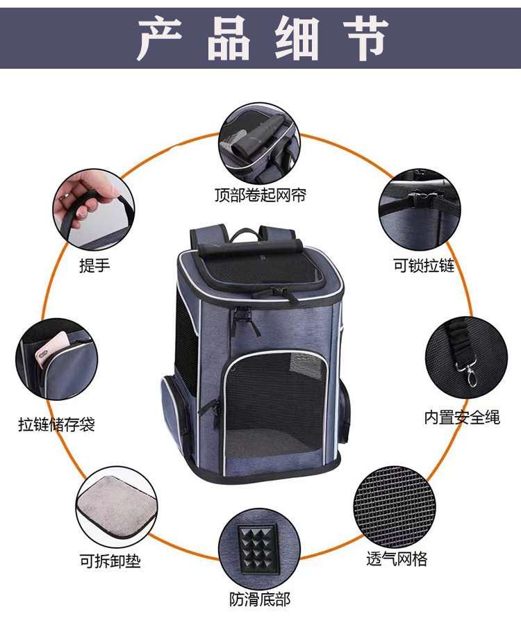 MJ跨境爆款宠物包 户外旅行便携宠物双肩包 透气猫狗宠物背包现货(图6)