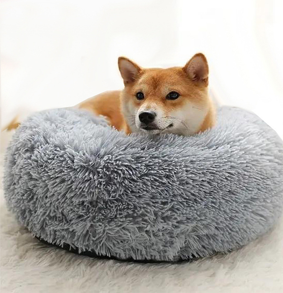 MJ热卖亚马逊爆款可水洗宠物窝长毛绒圆形深度睡眠猫狗窝现货批发(图13)