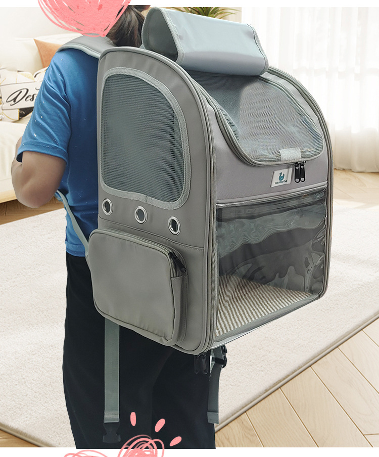 定制跨境猫包大容量透气双肩宠物包外出便携宠物背包网布猫咪包(图13)