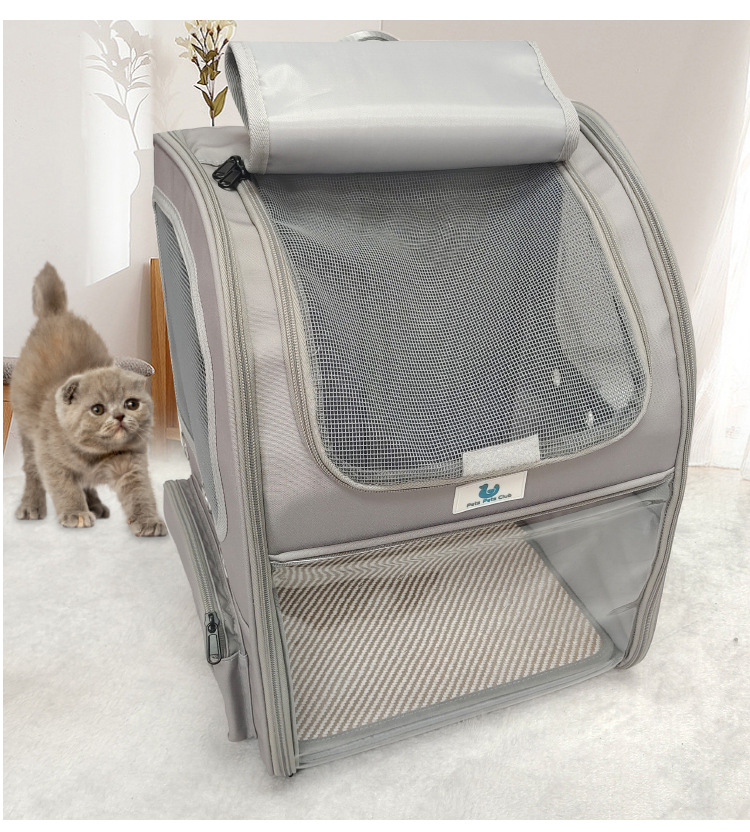 定制跨境猫包大容量透气双肩宠物包外出便携宠物背包网布猫咪包(图10)