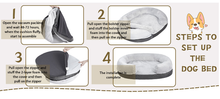 定制记忆棉狗窝防水大型狗床鸡蛋海绵宠物窝底部防滑矫形狗床(图9)