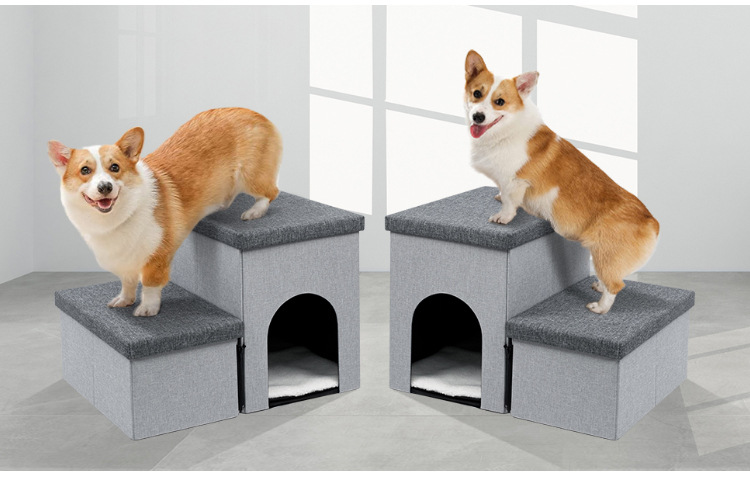 定制宠物窝狗狗爬梯两用款宠物用品狗狗楼梯折叠收纳猫咪狗狗爬梯(图5)