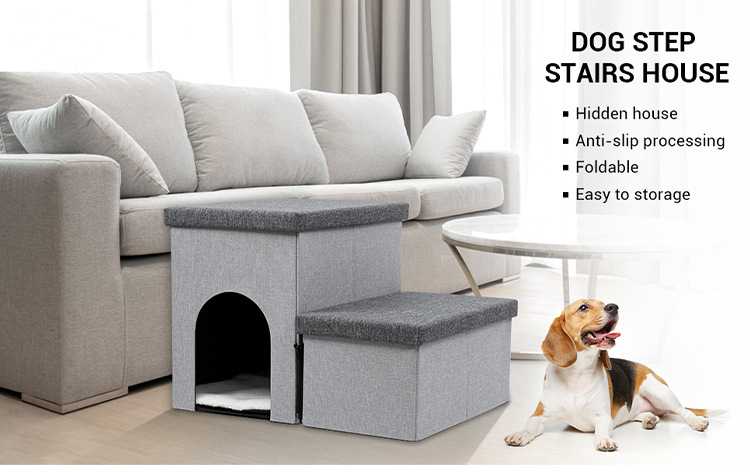 定制宠物窝狗狗爬梯两用款宠物用品狗狗楼梯折叠收纳猫咪狗狗爬梯(图1)