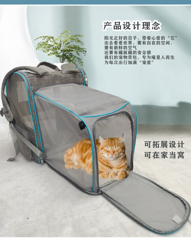 定制亚马逊透气猫包外出便携宠物背包猫咪书包携带轻便可折叠狗包(图3)