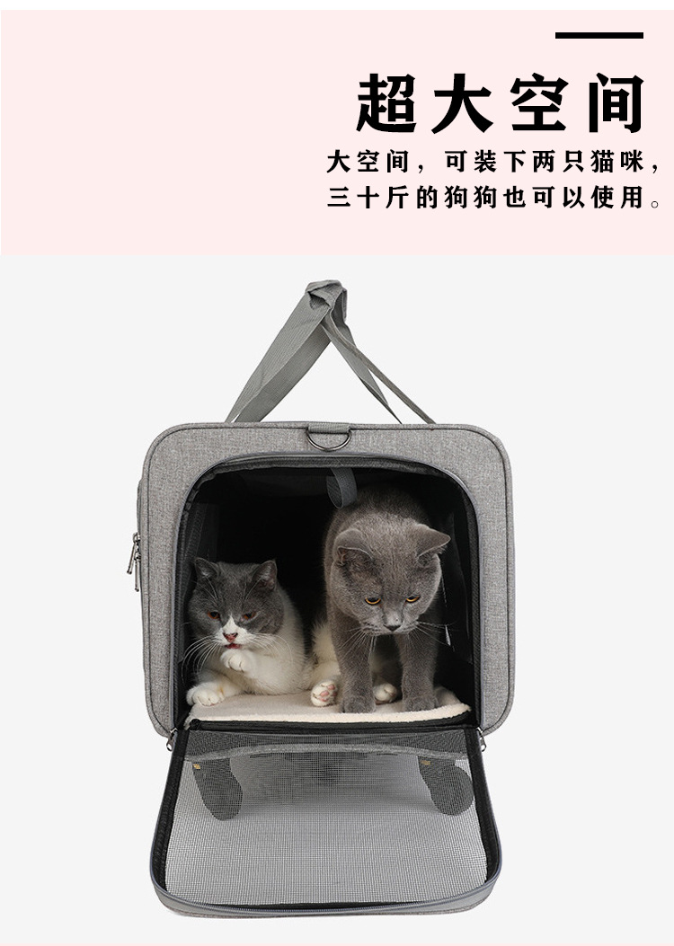 猫外出包新款便携宠物拉杆箱可拆卸万向轮透气可折叠大容量宠物包(图4)