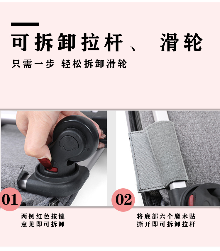 猫外出包新款便携宠物拉杆箱可拆卸万向轮透气可折叠大容量宠物包(图11)