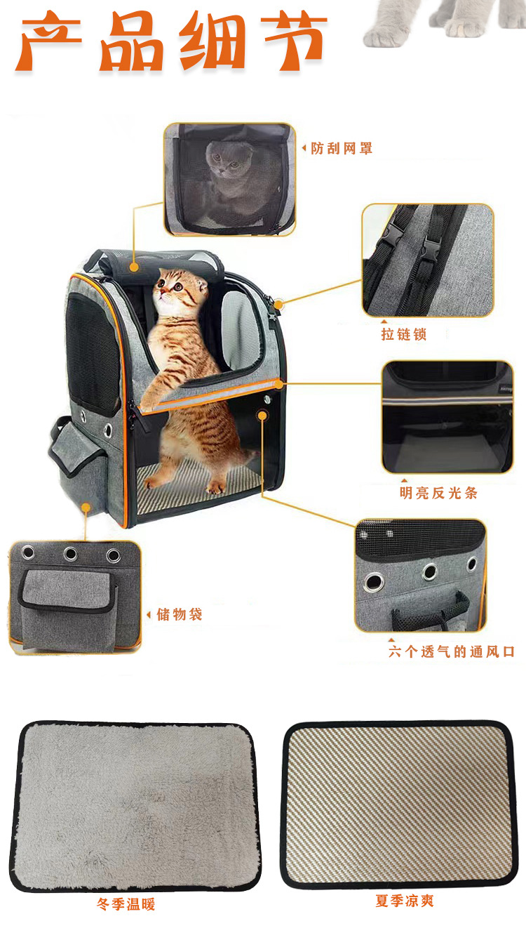 MJ新款拓展猫包外出便携宠物双肩背包太空舱大容量透气中型狗狗包(图6)