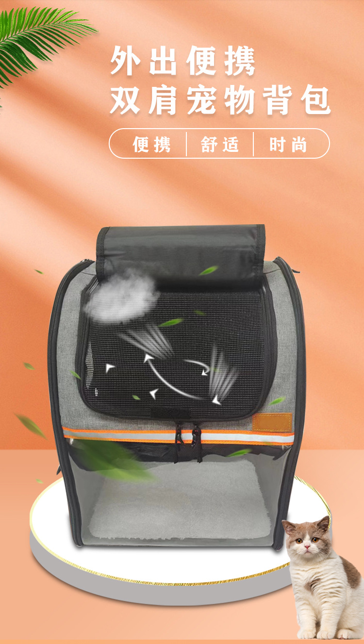 MJ新款拓展猫包外出便携宠物双肩背包太空舱大容量透气中型狗狗包(图1)