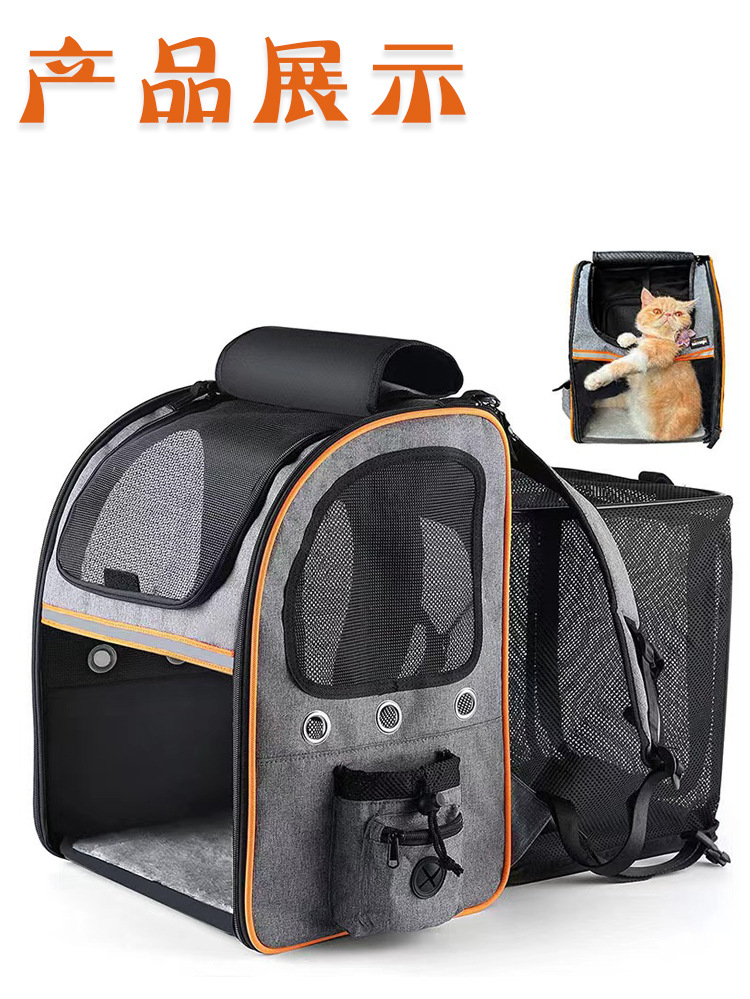 MJ新款拓展猫包外出便携宠物双肩背包太空舱大容量透气中型狗狗包(图8)