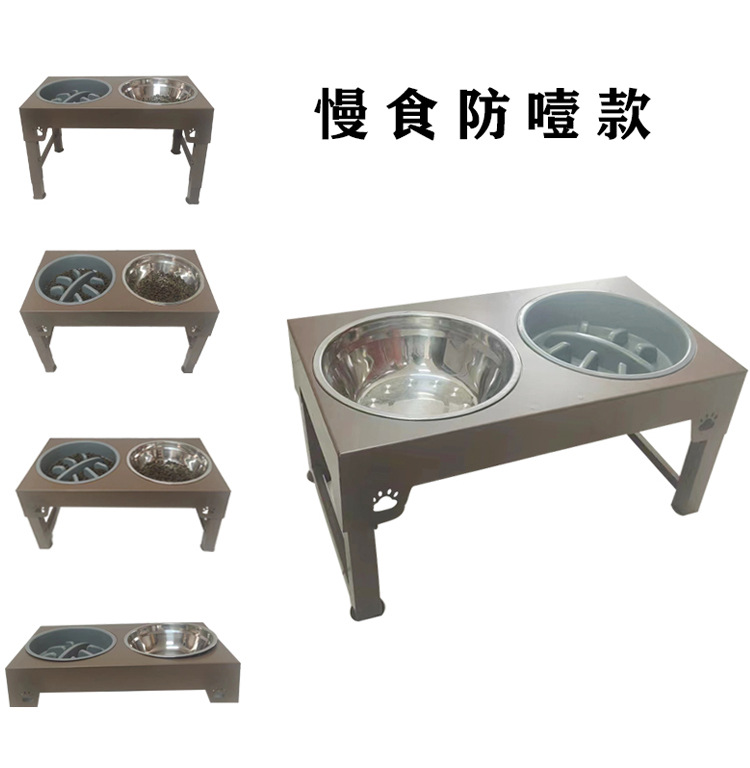 MJ定制新款升降调节宠物碗慢食碗狗盆喂食器不锈钢碗折叠碗狗食具(图10)