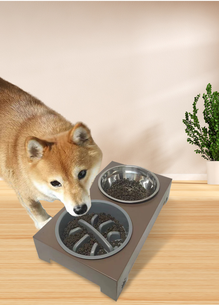 MJ定制新款升降调节宠物碗慢食碗狗盆喂食器不锈钢碗折叠碗狗食具(图3)