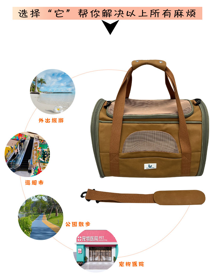 厂家定制猫包外出便携宠物包大容量狗包猫咪手提式斜挎猫笼狗背包(图3)