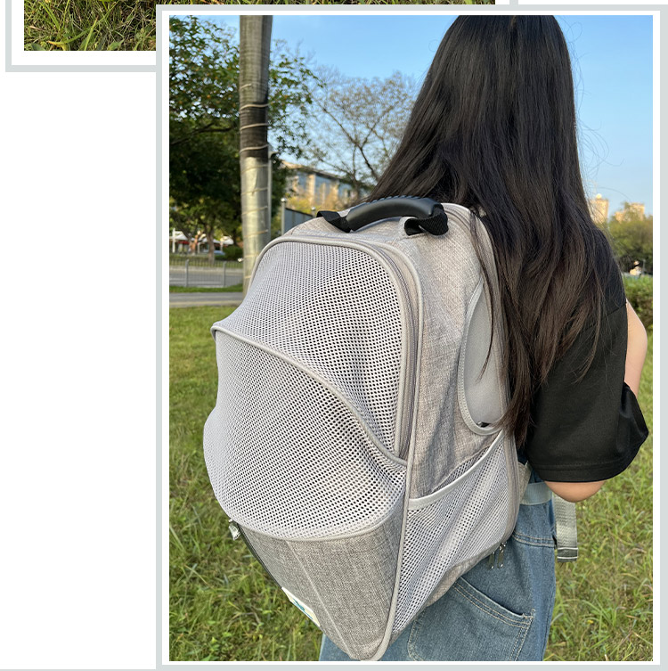 厂家定制折叠外出宠物双肩包亚马逊热销大容量猫包透气宠物猫背包(图13)