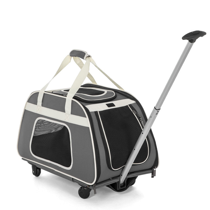 MJ亚马逊定制爆款宠物拉杆箱 可折叠拆卸宠物包 猫狗外出手提包(图1)