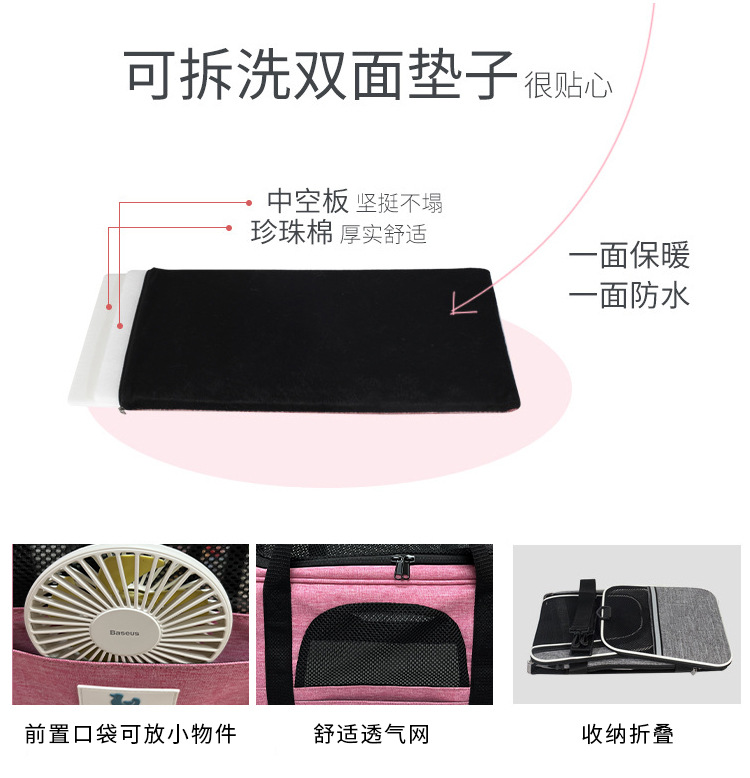 新款猫包外出便携式透气车载宠物包手提可折叠宠物袋多功能狗背包(图9)