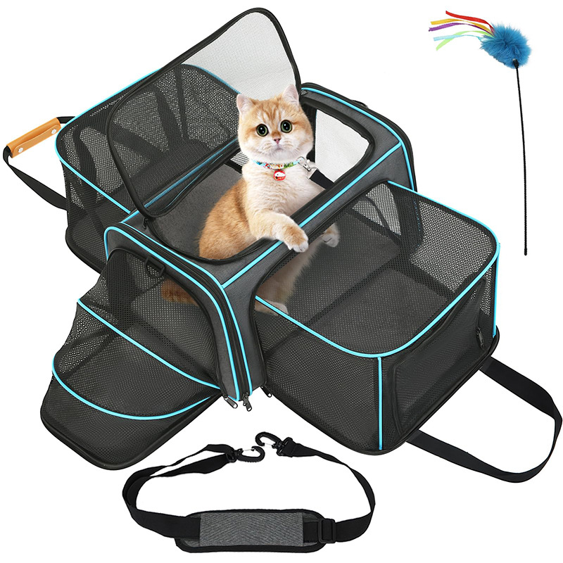 源头工厂定制猫包大容量外出手提包便携包扩展宠物包斜挎透气猫咪(图5)