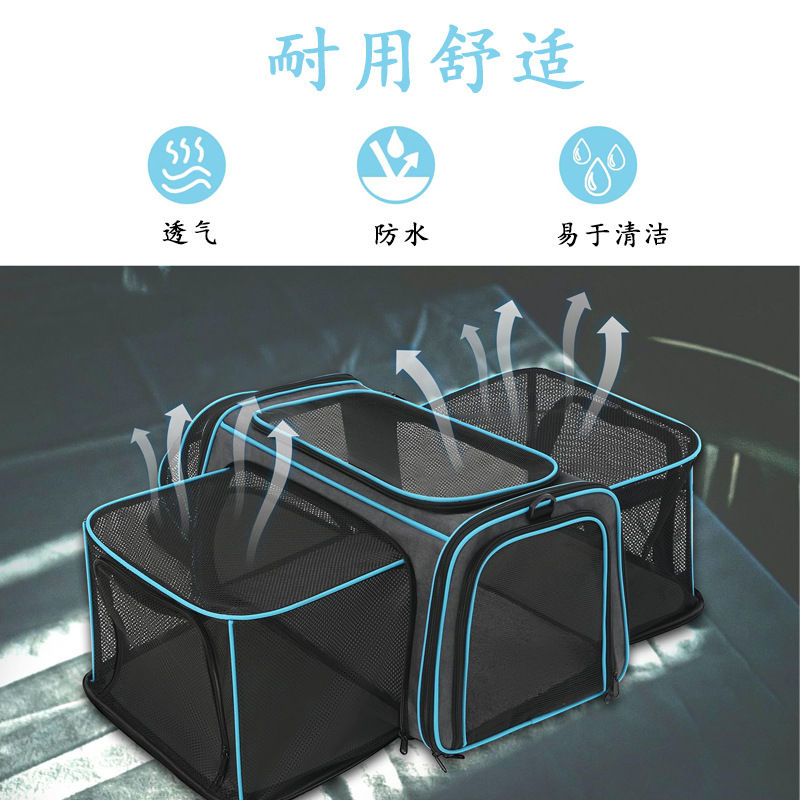 源头工厂定制猫包大容量外出手提包便携包扩展宠物包斜挎透气猫咪(图2)