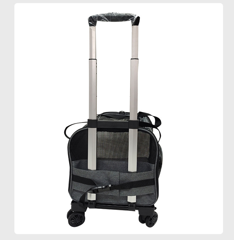 定制外出狗狗宠物包猫包拉杆可折叠猫咪宠物箱透气斜挎宠物拉杆箱(图9)